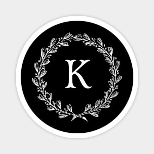 Beautiful Letter K Alphabet Initial Monogram Wreath Magnet